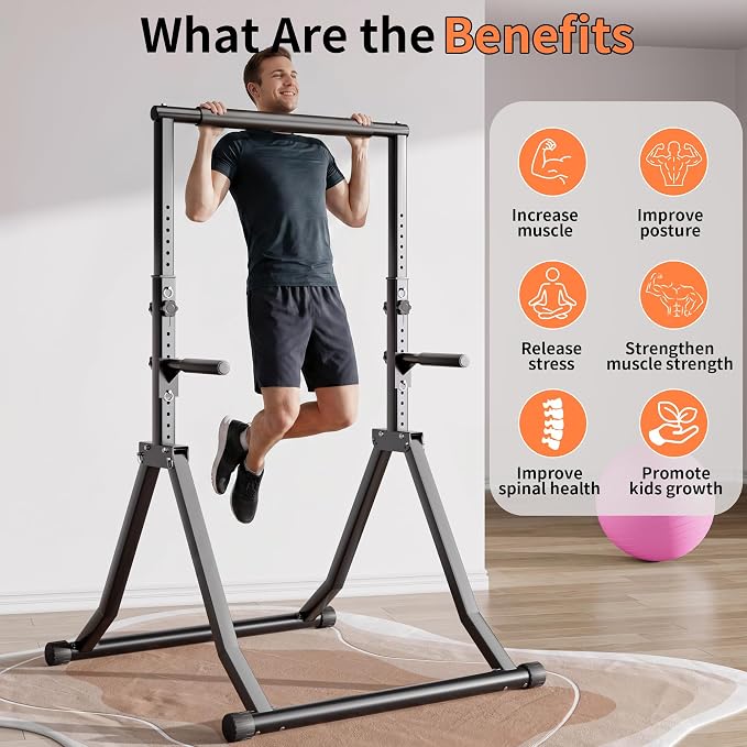 Foldable Pull Up Bar Station 66.1''-84.6'' Power Tower