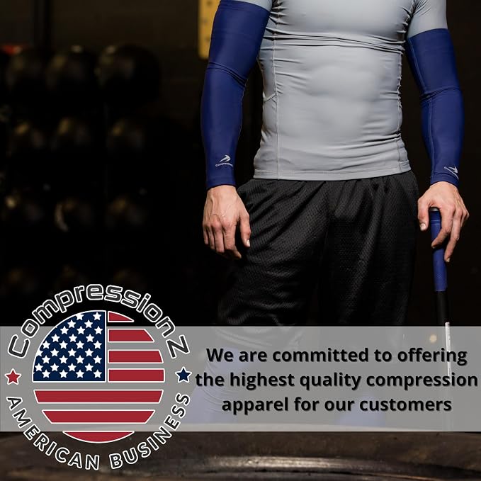 CompressionZ Compression Arm Sleeves for Men & Women| Cooling UV Sun Protection Elbow Pain Relief for All Sports and Recovery