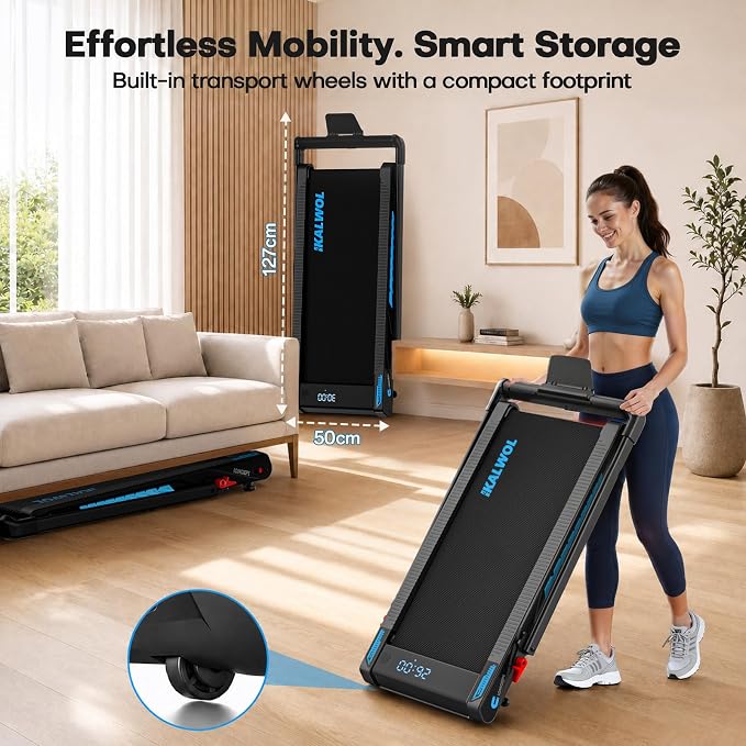 Treadmill with Speaker, 6-in-1 7.5MPH Foldable Treadmill for Home with App Compatible, Walking Pad with 10% Incline, LED Display, 3.0HP Brushless Drive, 350 LB Weight Capacity, 12 HIIT Programs