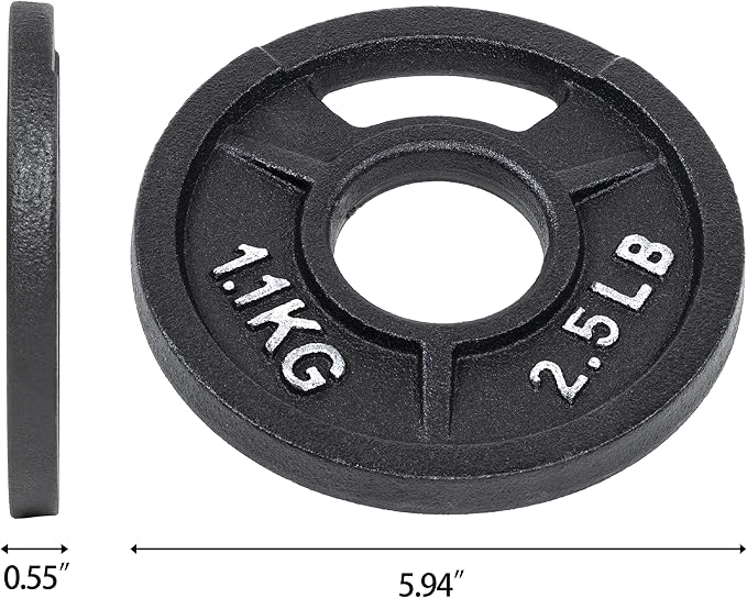 Signature Fitness Cast Iron Plate Weight Plate for Strength Training and Weightlifting, Olympic or Standard