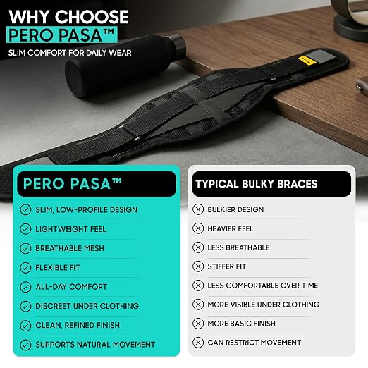 Lower Back Brace for Women and Men, Adjustable Back Brace with Back Support Belt and Back Support Brace, Slim Breathable Lumbar Support for Daily Stability, Back Braces L/XL(Waist:42''-52'')