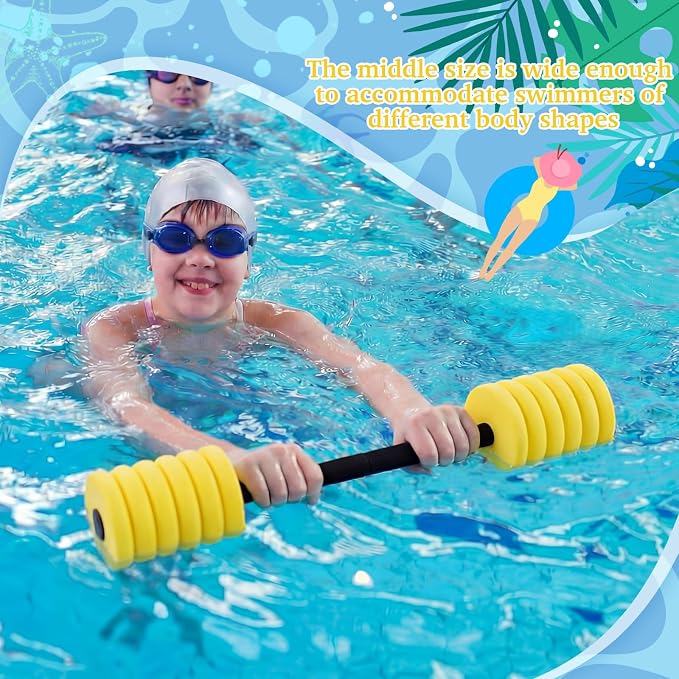 Soulchen Long Aquatic Exercise Dumbbells Pool Exercise Foam Water Weights Dumbbell Aquatic Pool Barbells with High Density EVA Foam for Swim Water Aerobics Workouts Loss