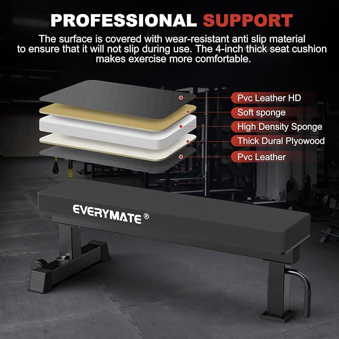 Adjustable Weight Bench, 1200LB Heavy-Duty Capacity Workout Bench with 50mm x70mm Thickened Steel Frame, Adjustment Incline Bench for Home, Gym & Professional Competition,2.1" Thickened Pad, Dual-Track Silent Wheels