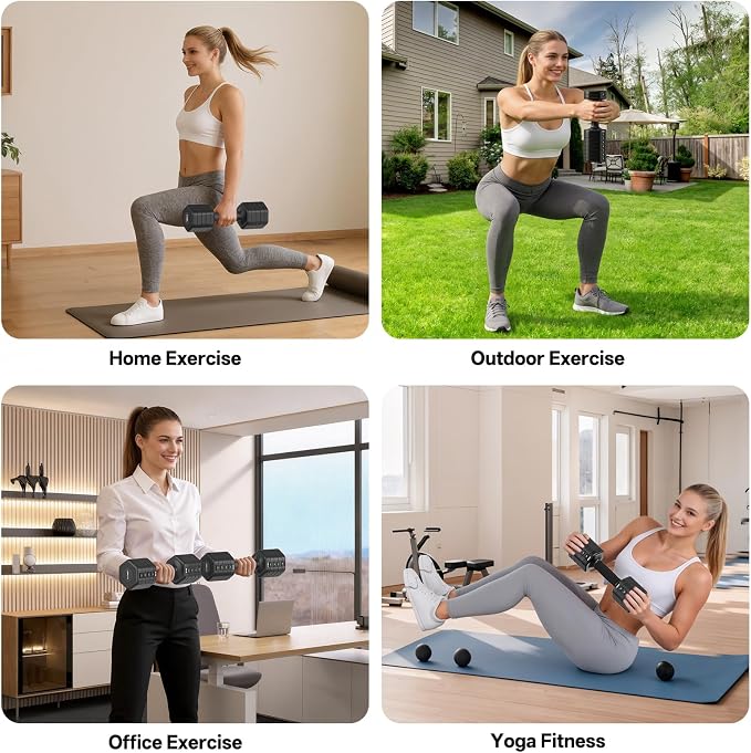 JOROTO 5-in-1 Adjustable Dumbbell Set, 8LB/11LB Pair Adjustable Weights for Women at Home, 1s-Adjust Dual Locking Stable Hand Weights with TPE Soft Handle, Home Gym, Rehab, Pilates, Yoga, Strength Training