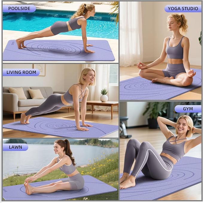 Large Yoga Mat Thick, 76"x32"x0.31"Wide POE Exercise Mat with Non-Slip Surface & Carry Strap, Anti-Tear Workout Mat for Yoga, Pilates, Fitness