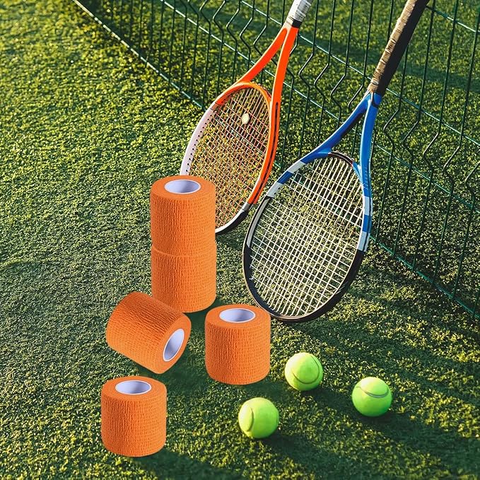 KISEER 15 Pack 2 Inch x 5 Yards Orange Self Adhesive Bandage Breathable Cohesive Bandage Wrap Rolls Elastic Self-Adherent Tape for Stretch Athletic, Sports, Wrist, Ankle