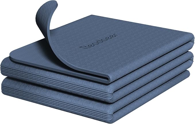 Readaeer Foldable Yoga Mat for Travel Folding Yoga Mat 6mm Thick with Carrying Bag, Non-Slip TPE Exercise Pilates Mat for 72" L x 24" W x 0.24 Inch | TPE Exercise Mat With Carrying Bag for Home Workout, Yoga, Pilates, Stretching