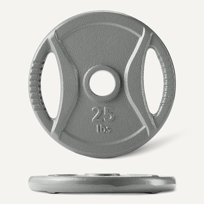 Amazon Basics 2-Inch Olympic Grip Weight Plates, Cast Iron, for Powerlifting, CrossFit & Strength Training