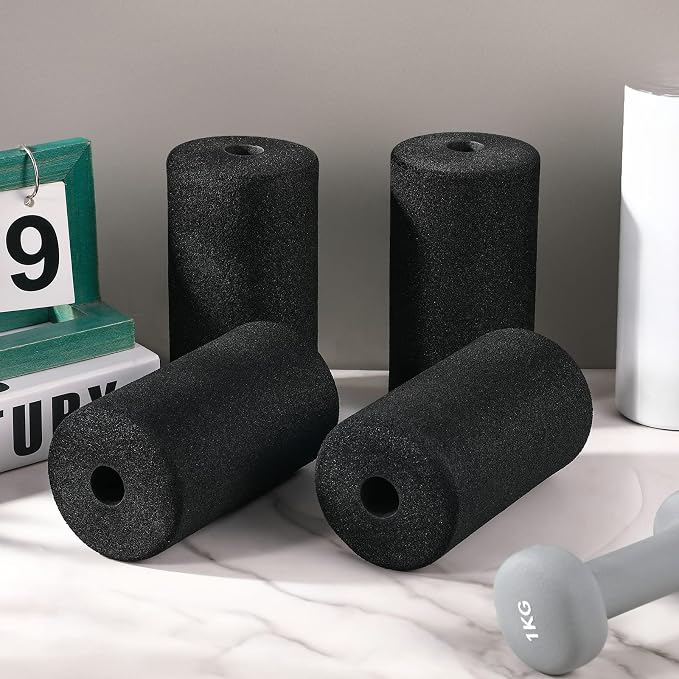 Deekin 4 Pcs Foam Foot Pad Rollers Buffer Tube Cover for Exercise Machine Home Gym Equipment Replacement Pads for Leg Extension Weight Bench Inversion Table (0.87 x 2.95 x 5.71 Inches)