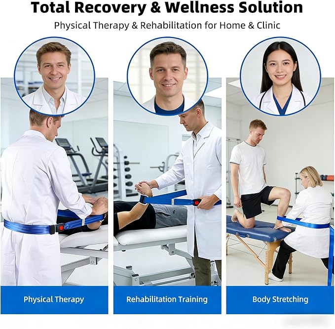 Mobilization Belt with Adjustable Thick Cushioning Pad – Ideal for Physical Therapy, Rehabilitation, Stretching & Mobility Training – Durable Traction Equipment for Therapists and Home Use (Blue)