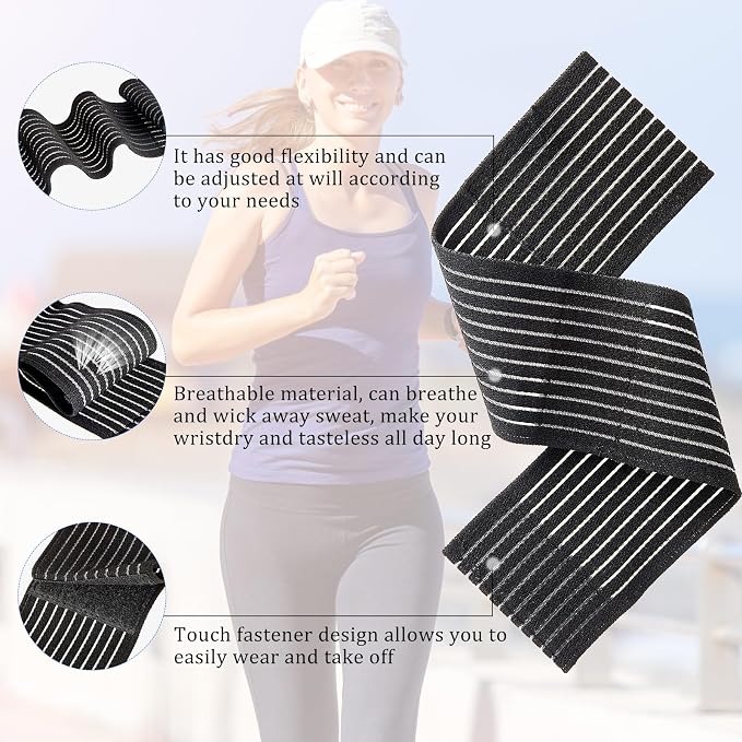 Sumind 4 Pieces Wrist Brace bands Wrist compression strap tennis support wrap Adjustable brace for carpal tunnel elastic bands for pain for Women Men Weightlifting Working out Fitness, Black