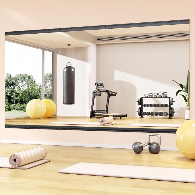 Hasipu 71''x29.9'' Home Gym Mirror, Full Length Wall Mounted Full Body Mirror for Yoga Dance Fitness Exercise Studio Bedroom Garage, Frameless Tempered Glass Workout Mirrors