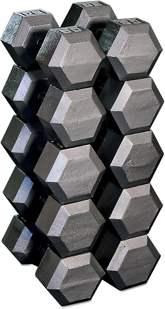Body-Solid Cast Iron Hexagon Dumbbell, Hand Weights For Men and Women, Weight Dumbbells for Strength Training, Body Building Home Gym Training Gear