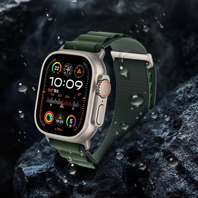 Alpine Nylon Sport Bands Compatible with Apple Watch Ultra Band 49mm 46mm 45mm 44mm 42mm Men Women, Stretch Loop Strap with D-Hook for iWatch Series 10 Ultra SE 9 8 7 6 5 4 3 2 1 (Dark Green, 49mm/46mm/45mm/44mm/42mm(Series 3))