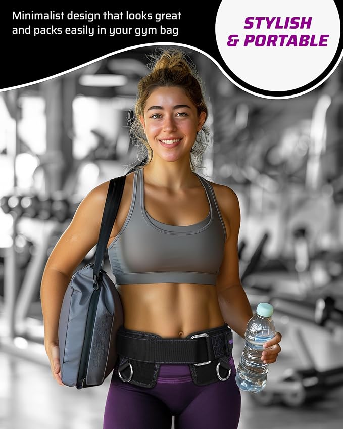 THEFITGUY Women’s Dip Belt for Weighted Dips, Pull-Ups & Belt Squats | Contoured no-pinch dip belt for women’s hips and smaller waists, with buckle closure, 2 straps, and metal hooks