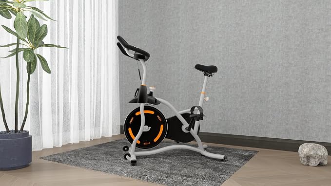 Exercise Bike Indoor Cycling Bike with Digital Display, Heart Rate Sensors, Phone Mount, 265 LBS Weight Capacity