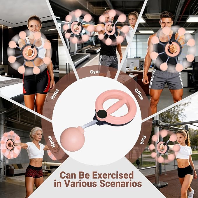 360° Arm Workout Equipment,Rotating Ropeless Battle Ropes for Home Gym, Hand-Crank Arm Trainer for Forearm, Chest, Shoulder,Flabby Arm Exerciser Workouts for Men and Women