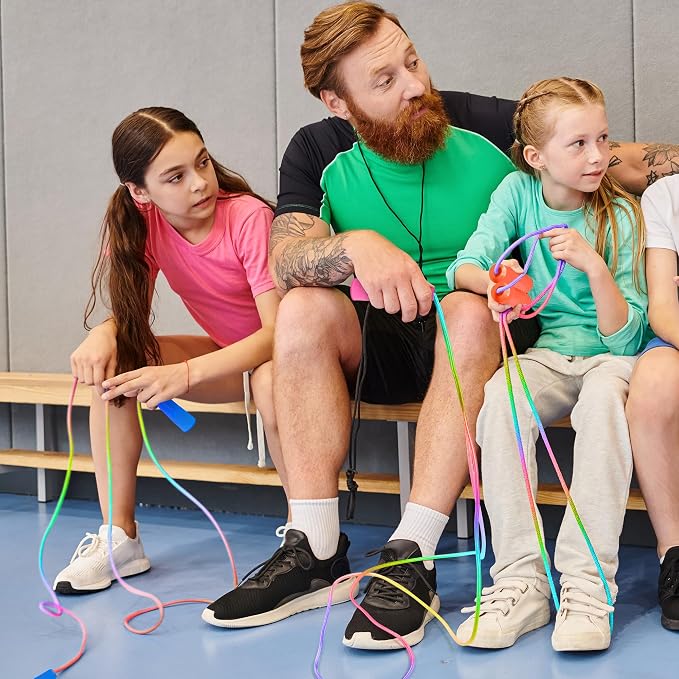 6 Pack Jump Rope for Kids, Adjustable Length Nylon Skipping Ropes for Kids | 7.55 Ft, Gradient Jump Rope, Adjustable Jump Rope, Plastic Handle Rope, Family Games, Outdoor Exercise, Recess Play