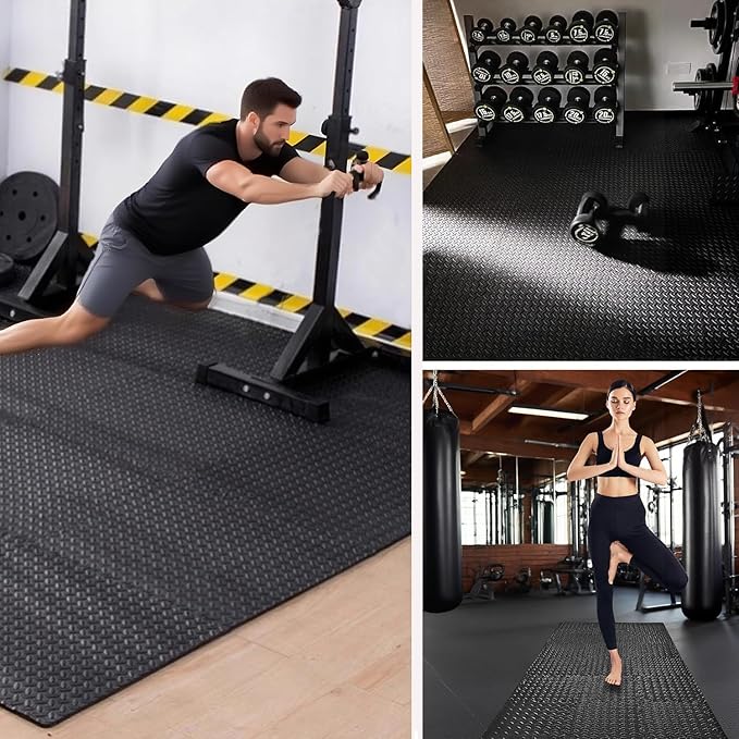 3x6 Feet Interlocking Foam Floor Mats (18-Pack) - 0.4"(10mm Thick Gym Mats for Home Workouts, Exercise & Play - Puzzle Tiles for Home Gym, Yoga, Kids Area.