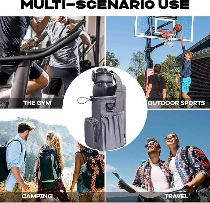 Magnetic Gym Bag for Men and Women, Magnetic Water Bottle Holder for Gym, Small Gym Bag, Gym Gifts for Women and Men (Gray, <40 OZ)