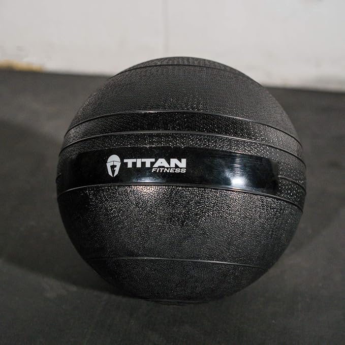 Titan Fitness Rubber Slam Ball, Dead Weight Ball Absorbs Impact, Minimal Bounce, Textured Surface for Strength and Conditioning, Cardio Workouts, Full Body Workout