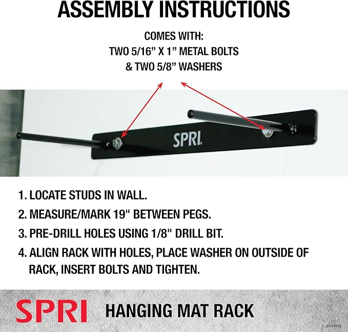 SPRI Hanging Exercise Mats for Gyms, Closed-Cell Foam Yoga & Fitness Mats with Grommets, Thick Workout Mats for Studios & Group Fitness Classes