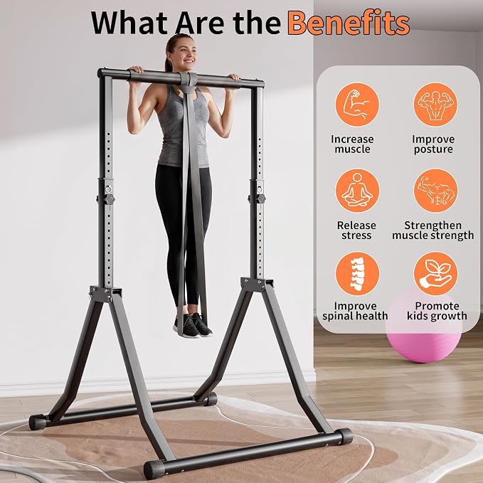 Foldable Pull Up Bar Station 66.1''-84.6'' Power Tower