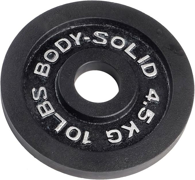 Body-Solid Cast Iron Olympic Single Weight Plate - Free Weights, Dumbbell Plates, 2 Inch Standard Hole for Barbell