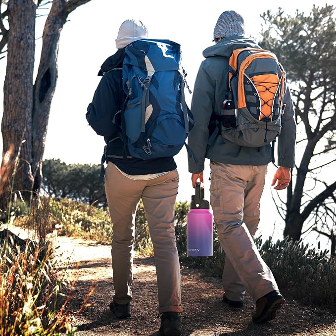 WATERSY 2/3 Gallon Water Bottle Insulated(Cold for 48 Hrs),BPA Free&Leak Proof,87oz Stainless Steel Water Jug/Flask,Big thermo,Large Water Bottle with Handle for Gym,Hiking,Camping,Gradient Purple