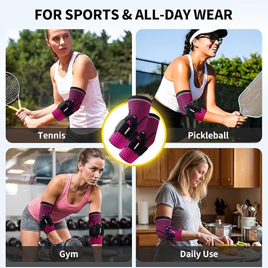 CAMBIVO 2 Pack Tennis Elbow Brace, Dual Gel Pad Compression Sleeve, Black | Adjustable Strap, Targeted Relief for Tendonitis, Golfer‘s Elbow, Breathable Knit, Daily Wear, Non-Slip Fit, for Men Women