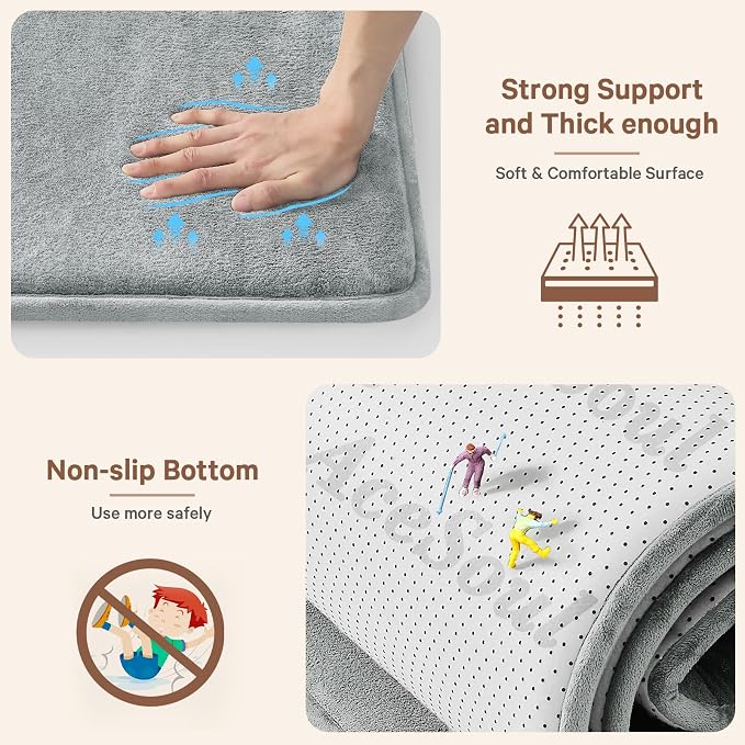 Baby Play Mat for Floor,Ultra Thick Elastic Foam 50"x50" Playmat Tummy Time Muscle Crawling Exercise Activity Cushion Gym Mat Nursery Playroom Area Kids Rug for Babies, Toddlers,Infants,Light Grey