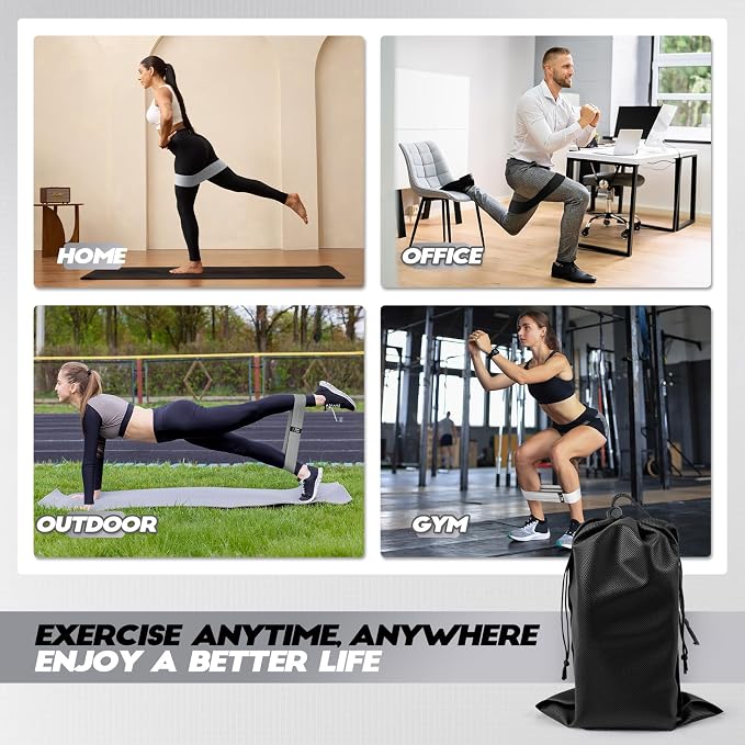Lianjindun Booty Resistance Bands for Legs & Glutes, Non-Slip Workout Set | Exercise Bands for Working Out, Pilates, Yoga, Home Gym, Booty, Leg, Heroic/Strong/Medium/Light Fabric Loops for Women Men