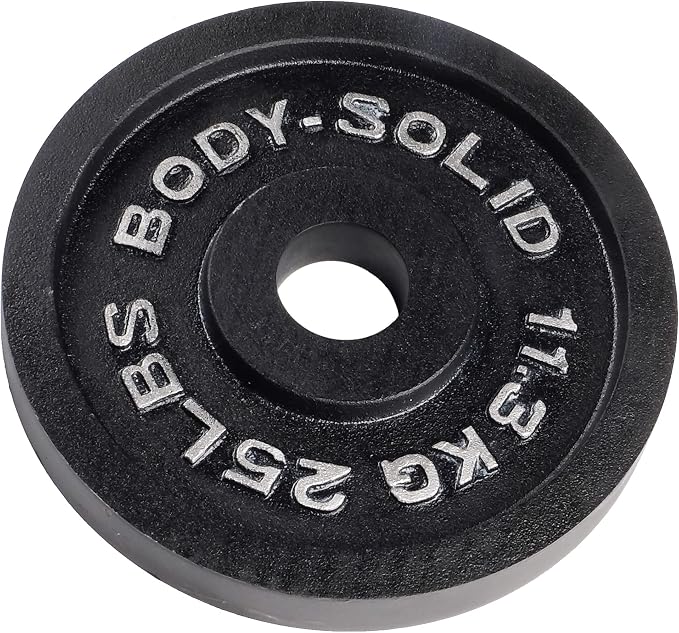 Body-Solid Cast Iron Olympic Single Weight Plate - Free Weights, Dumbbell Plates, 2 Inch Standard Hole for Barbell