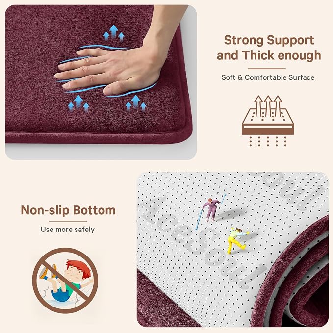 Baby Play Mat for Floor,Ultra Thick Elastic Foam 50"x50" Playmat Tummy Time Muscle Crawling Exercise Activity Cushion Gym Mat Nursery Playroom Area Kids Rug for Babies, Toddlers,Infants,Burgundy