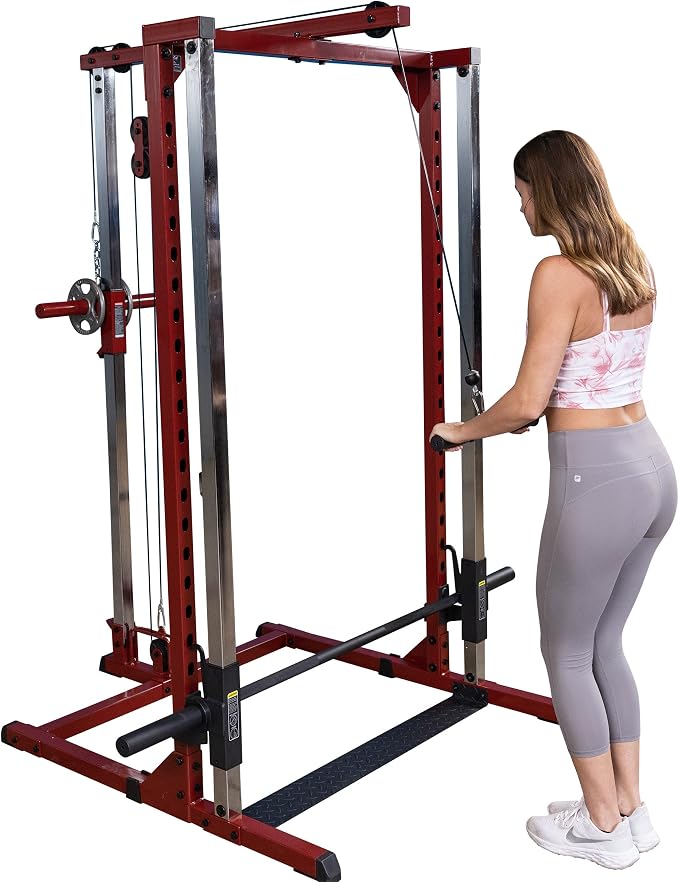 Body-Solid (BFLA250) Power Rack LAT Attachment - Transform Your Power Cage (BFSM250) into a Home Gym with High and Low Pulley System for LAT Pulldowns, Rows, Biceps Curls, Shrugs