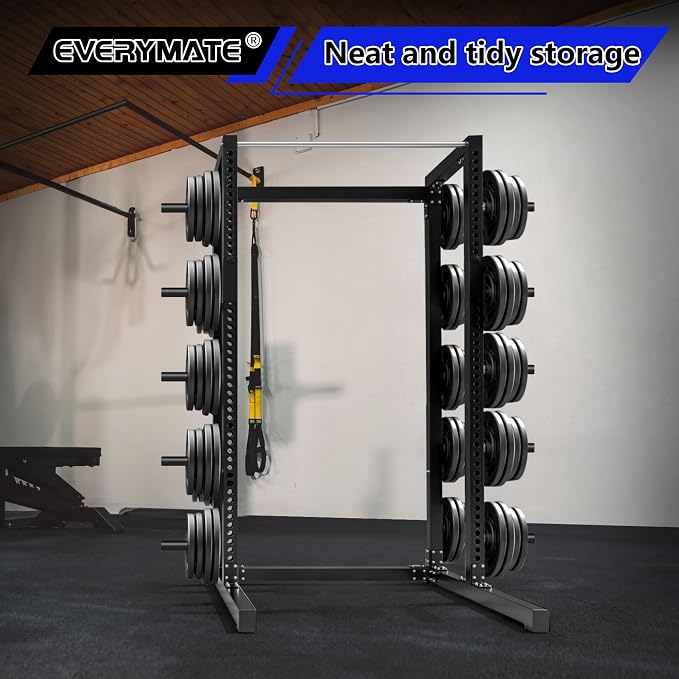 EVERYMATE Weight Plate Storage Rack, Olympic Weight Plate Holder, Bumper Plate Storage, Home Gym Organizer