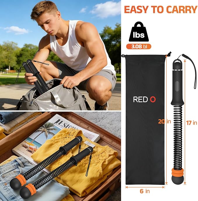 Adjustable Weighted Ropeless Battle Ropes for Home Gym | Portable Cordless Steel Spring Rope with Workout Poster, HIIT & Arm Training Equipment for Men and Women