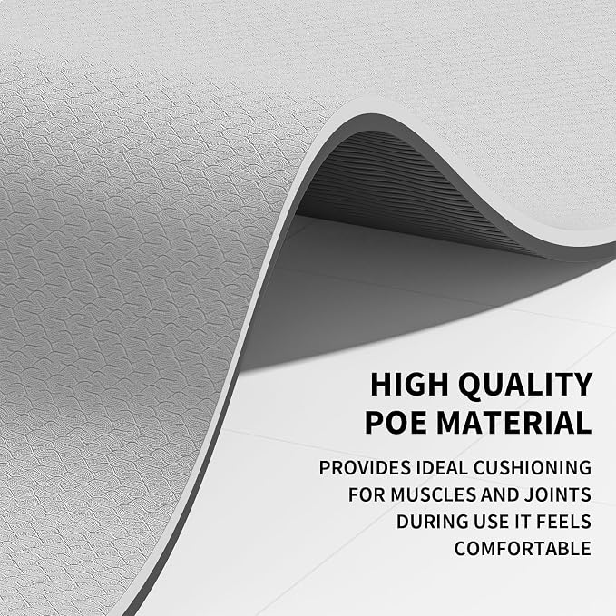 8mm & 10mm Thick Large Yoga Mat (6'x 4') - Extra Long and Wide Workout Mat for Men and Women, Non-Slip POE Fitness Mat, Eco-Friendly Exercise Mat for Home Workouts, Ideal for Yoga and Pilates