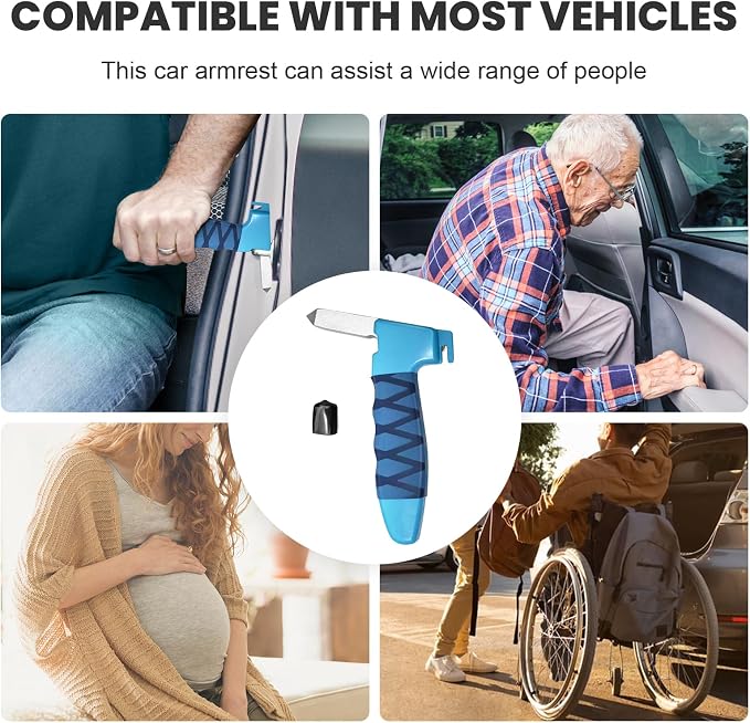 2 Pack Car Handle Assist for Elderly, Auto Cane Portable Vehicle Support Handle, 3 in 1 Multifunctional Standing Mobility Aid Tool for Elderly, Car Strap with Nylon Band (Blue)