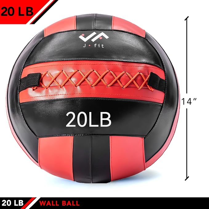 JFit Wall Ball – Premium Soft Weighted Exercise Ball for Strength, Conditioning, Gym & Home Workouts, 4-30 LB