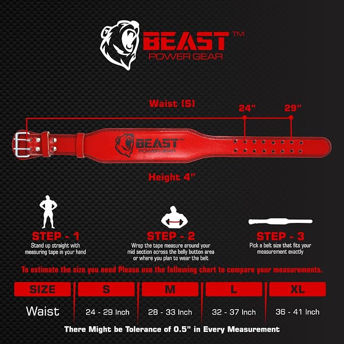 Weight Lifting Belt - 4” Genuine Leather Belts Padded Lower Back Support for Gym Bodybuilding Squat Deadlift Weightlifting Cross Strength Training Men Women Free Wrist Wrap