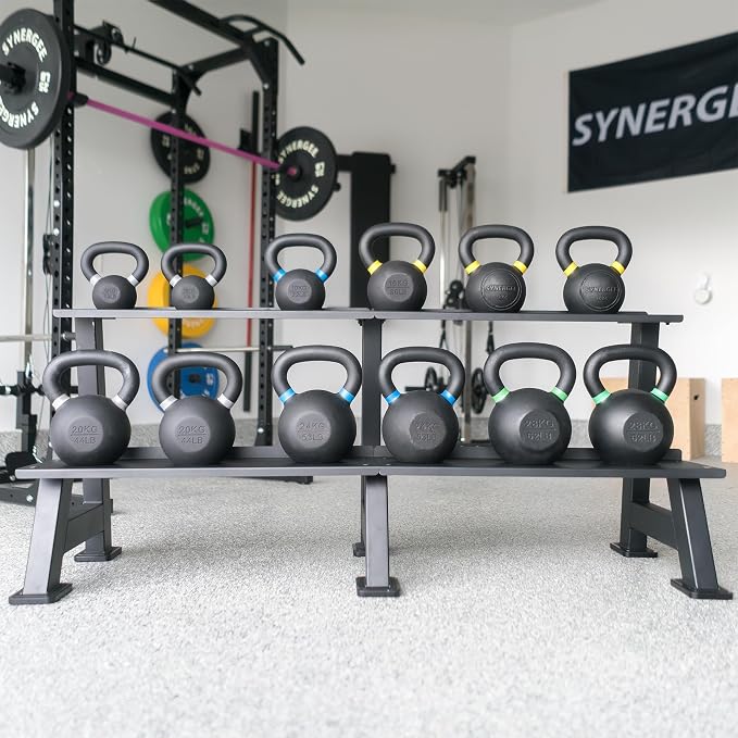 Synergee Kettlebell Rack – 2 Tier Storage for Home Gym