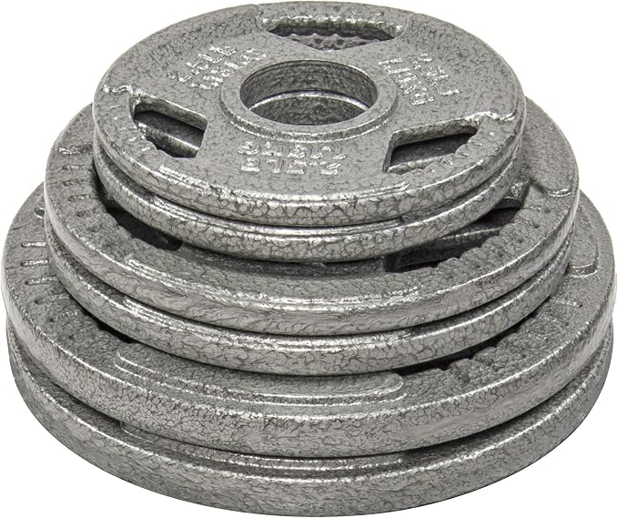Signature Fitness Olympic 2-Inch Cast Iron Plate Weight Plate for Strength Training and Weightlifting, Multiple Sizes