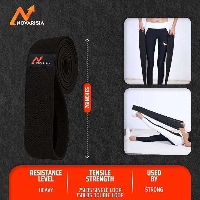 76 Inch Fabric Resistance Band for Strength Training, Mobility, and Stretching, Non-Slip Workout Band for Athletes, Home Gyms, Yoga, and Physical Therapy