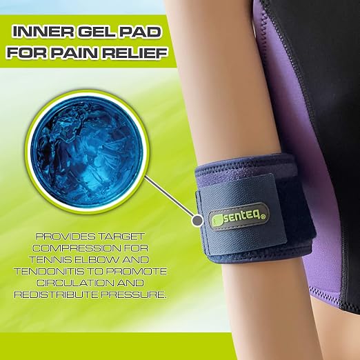 Tennis Elbow Brace: Arm Band for Tennis Elbow, Golfer Elbow and Forearm Support, Neoprene Wraps and Strap, Braces for Men and Women (Blue)