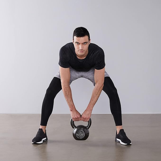 Amazon Basics Cast Iron Kettlebell for Strength Training, Textured Wide Handle, Black