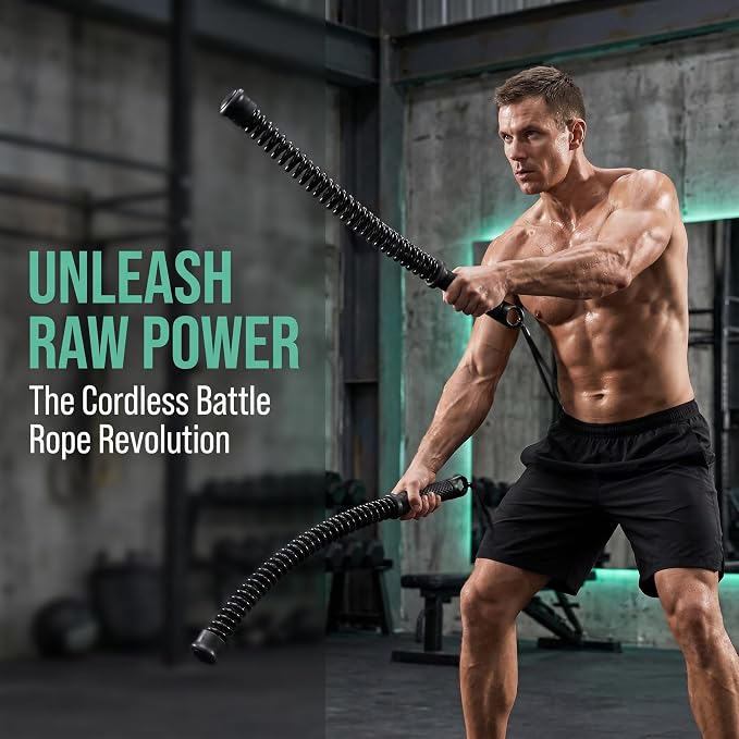 Adjustable Ropeless Battle Ropes for Home Gym, Weighted Cordless Exercise Equipment with Variable Air Resistance, Portable Strike Gear for HIIT & Strength Training, Men & Women
