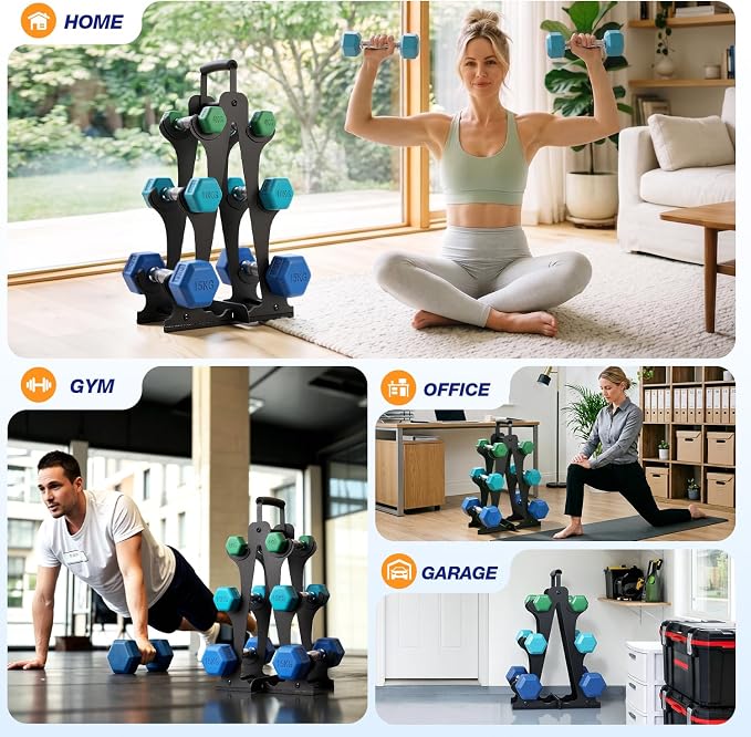 Ghosthorn Tiered A-Frame Dumbbell Rack Stand for Home Gym Space Saving | Heavy Duty Weight Storage Racks for Home Gym,Stable Space Saving Small Dumbbell Rack Hold 4/5 Pairs of Dumbbells (Rack Only)