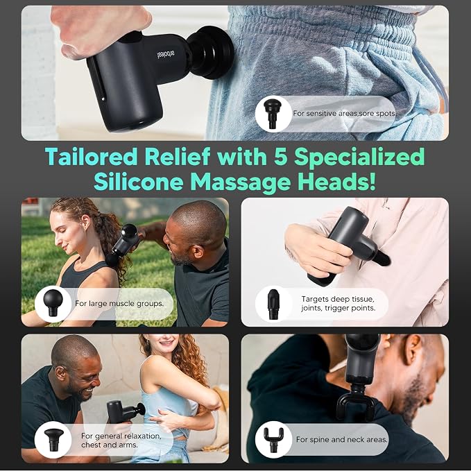 arboleaf Mini Massage Gun Deep Tissue Percussion for Back Pain, with Case | deep tissue percussion, back pain relief, includes travel case, portable handheld, ultra-quiet