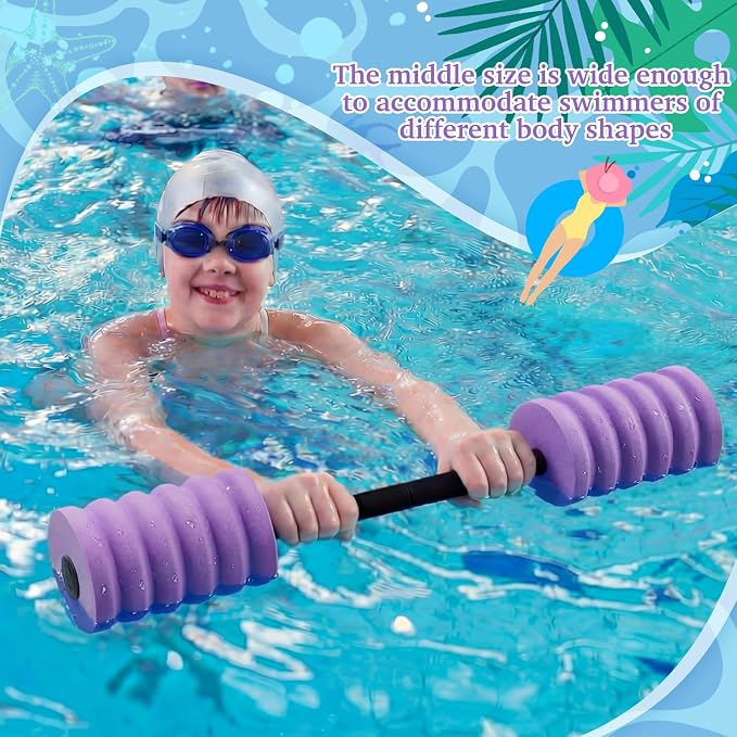 Soulchen Long Aquatic Exercise Dumbbells Pool Exercise Foam Water Weights Dumbbell Aquatic Pool Barbells with High Density EVA Foam for Swim Water Aerobics Workouts Loss